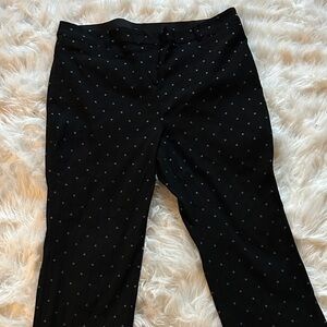 Lane Bryant Black Cropped pants with small blue and white flower pattern size 20
